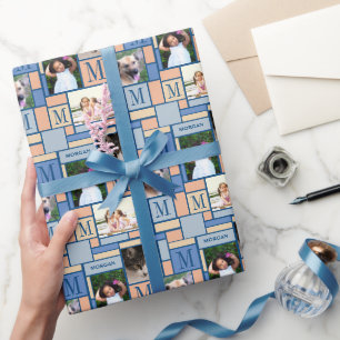 Farbblock Pfirsichfarbiges Muster-Foto Geschenkpapier