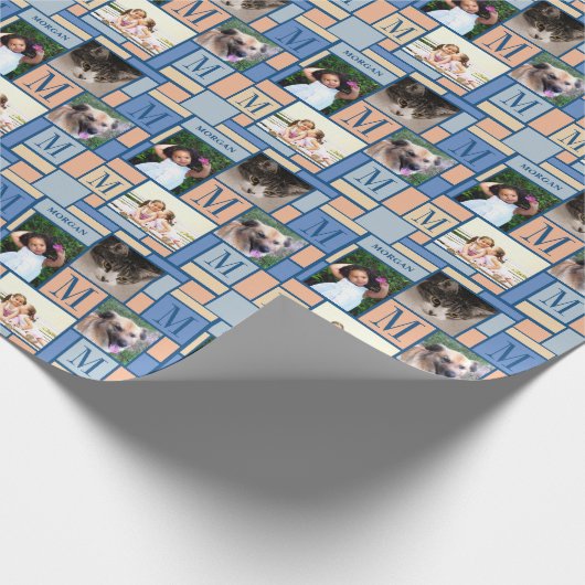 Farbblock Pfirsichfarbiges Muster-Foto Geschenkpapier (Ecke)