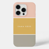 Farbblock Pink Gold Grau Streifen Monogramm Case-Mate iPhone Hülle (Rückseite)