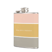 Farbblock Pink Gold Grau Streifen Monogramm Flachmann (Links)