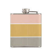 Farbblock Pink Gold Grau Streifen Monogramm Flachmann (Rückseite)