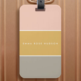 Farbblock Pink Gold Grau Streifen Monogramm Gepäckanhänger