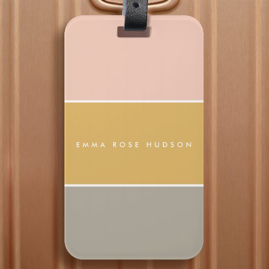 Farbblock Pink Gold Grau Streifen Monogramm Gepäckanhänger
