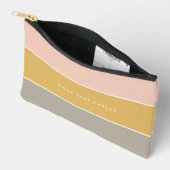 Farbblock Pink Gold Grau Streifen Monogramm Zubehörtasche (Offen)