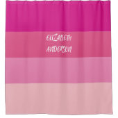 Farbblock Pink Horizontaler Streifen Duschvorhang (Vorderseite)