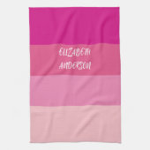 Farbblock Pink Horizontaler Streifen Geschirrtuch (Vertikal)