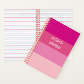 Farbblock Pink Horizontaler Streifen Notizblock (Innen)