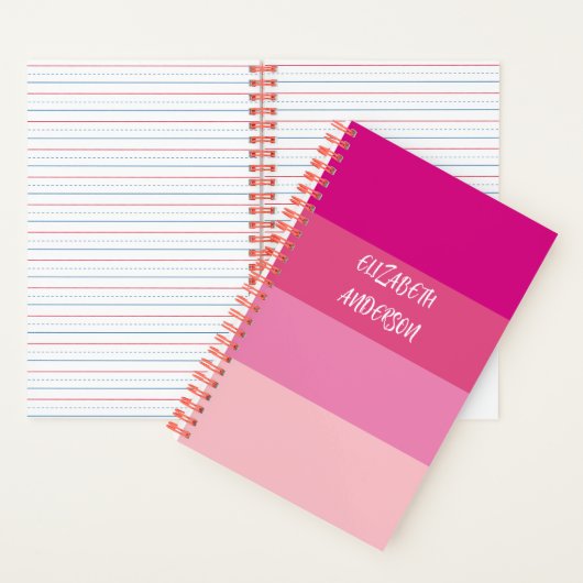 Farbblock Pink Horizontaler Streifen Notizblock (Innen)