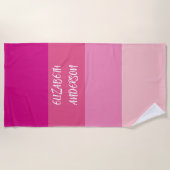 Farbblock Pink Horizontaler Streifen Strandtuch (Vorderseite)