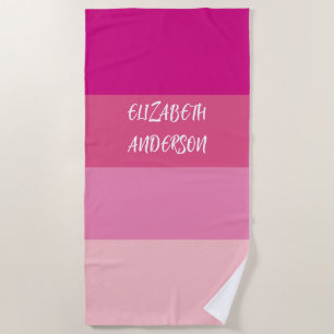 Farbblock Pink Horizontaler Streifen Strandtuch