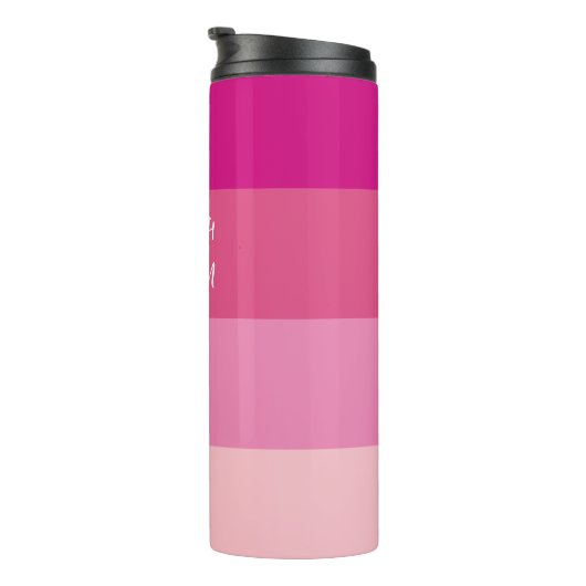 Farbblock Pink Horizontaler Streifen Thermosbecher (Nach rechts gedreht)