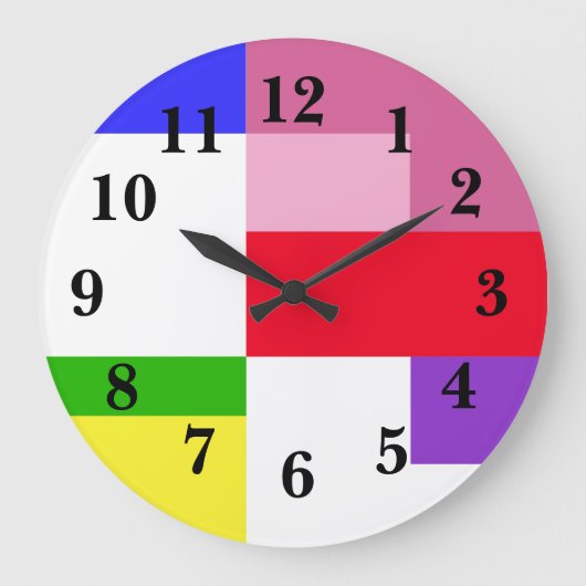 Farbblock Rainbow Large Clock Große Wanduhr (Vorderseite)