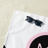 Farbblock Retro Chic Pop Art Monogram Stripes Strandtuch (Beispiel)