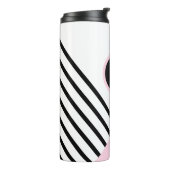 Farbblock Retro Cool Vibe Monogramm Streifen Thermosbecher (Nach links gedreht)
