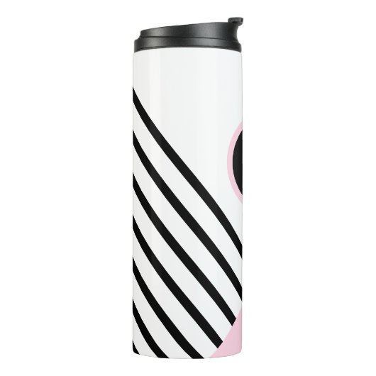Farbblock Retro Cool Vibe Monogramm Streifen Thermosbecher (Nach links gedreht)
