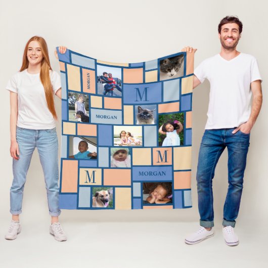 Farbblock Rosa Blau Moderne Chic 10 Foto Fleecedecke (Beispiel)