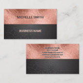 Farbblock | Rose Gold Foil Black Metallic Visitenkarte (Vorne/Hinten)