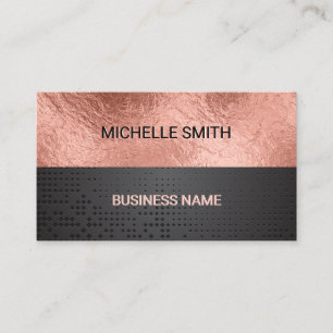 Farbblock Rose Gold Foil Black Metallic Visitenkarte