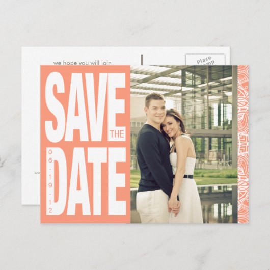 Farbblock - Save the Date benutzerdefiniert - Kora Ankündigungspostkarte (Vorne/Hinten)