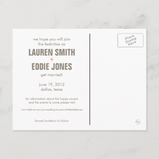 Farbblock - Save the Date benutzerdefiniert - Kora Ankündigungspostkarte (Rückseite)