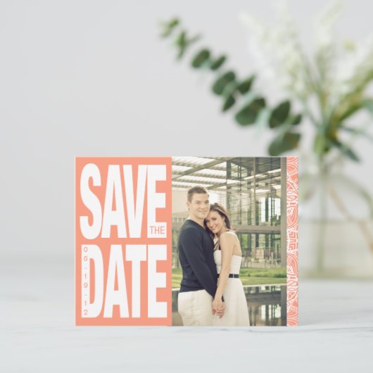 Farbblock - Save the Date benutzerdefiniert - Kora Ankündigungspostkarte (Stehend Vorderseite)