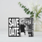 Farbblock - Save the Date benutzerdefiniert - Schw Ankündigungspostkarte (Stehend Vorderseite)