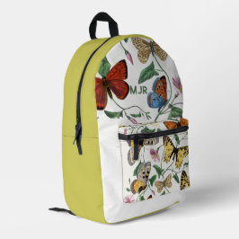 Farbblock Schmetterlinge Grün und Gelb Bedruckter Rucksack