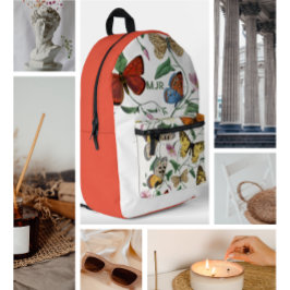 Farbblock Schmetterlinge Rosa - Rot Bedruckter Rucksack