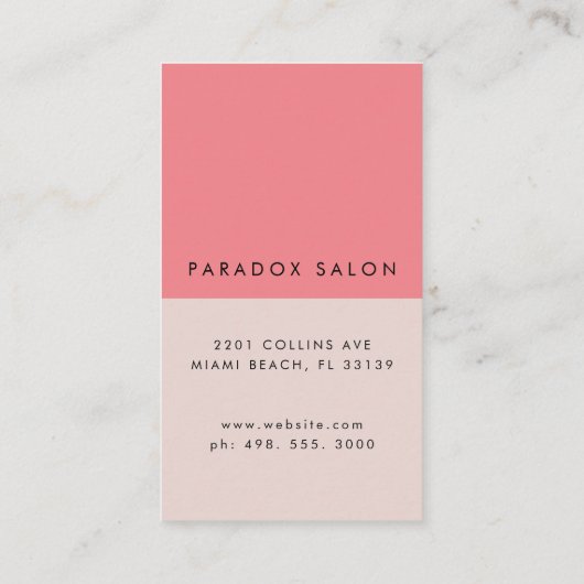 Farbblock-Schönheit Visitenkarte (Rückseite)