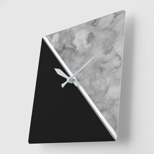 Farbblock Schwarz/Grau Quadratische Wanduhr (Winkel)