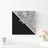 Farbblock Schwarz/Grau Quadratische Wanduhr (Zuhause)