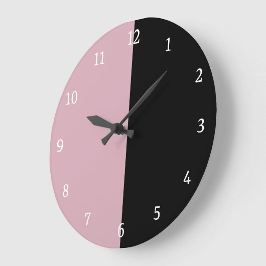 Farbblock Schwarz/Rosa Große Wanduhr (Winkel)