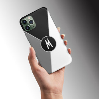 Farbblock Schwarz-Weiß, einfarbig Mit Monogramm Case-Mate iPhone Hülle