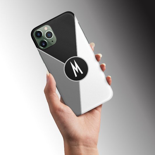 Farbblock Schwarz-Weiß, einfarbig Mit Monogramm Case-Mate iPhone Hülle