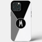 Farbblock Schwarz-Weiß, einfarbig Mit Monogramm Case-Mate iPhone Hülle (Rückseite)