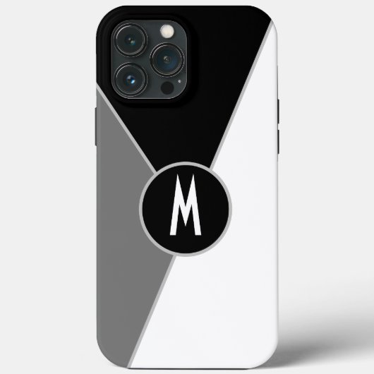 Farbblock Schwarz-Weiß, einfarbig Mit Monogramm Case-Mate iPhone Hülle (Rückseite)