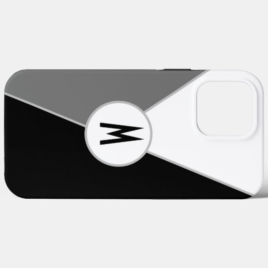 Farbblock Schwarz-Weiß, einfarbig Mit Monogramm Case-Mate iPhone Hülle (Rückseite (Horizontal))
