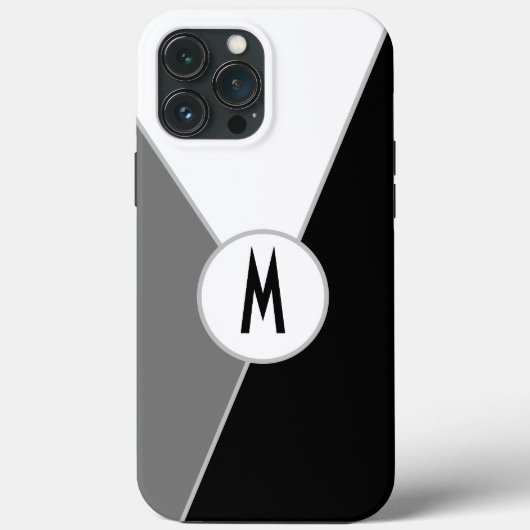 Farbblock Schwarz-Weiß, einfarbig Mit Monogramm Case-Mate iPhone Hülle (Rückseite)