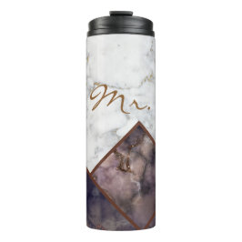 Farbblock Schwarz-Weiß-Gebirge aus Marmor Thermosbecher