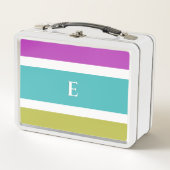 Farbblock Streifen hell Mit Monogramm Metall Brotdose (Vorderseite)