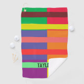 Farbblock Streifen Monogramm Name Regenbogen Golfhandtuch (Insitu)
