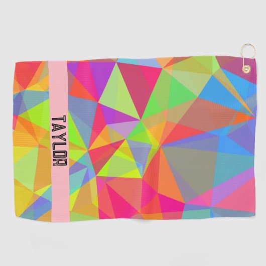 Farbblock Streifen Monogramm Name Regenbogen Golfhandtuch (Horizontal)