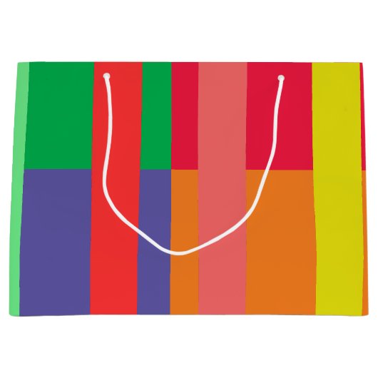 Farbblock Streifen Monogramm Name Regenbogen Große Geschenktüte (Vorderseite)