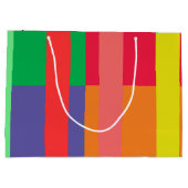 Farbblock Streifen Monogramm Name Regenbogen Große Geschenktüte (Rückseite)