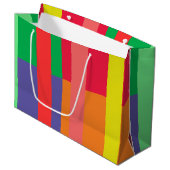 Farbblock Streifen Monogramm Name Regenbogen Große Geschenktüte (Vorderseite Schrägansicht)