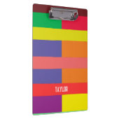 Farbblock Streifen Monogramm Name Regenbogen Klemmbrett (Rechts)