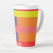 Farbblock Streifen Monogramm Name Regenbogen Milchtasse (Rechte Ecke)