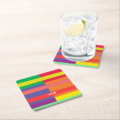 Farbblock Streifen Monogramm Name Regenbogen Rechteckiger Pappuntersetzer (Vor Ort)