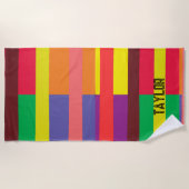 Farbblock Streifen Monogramm Name Regenbogen Strandtuch (Vorderseite)