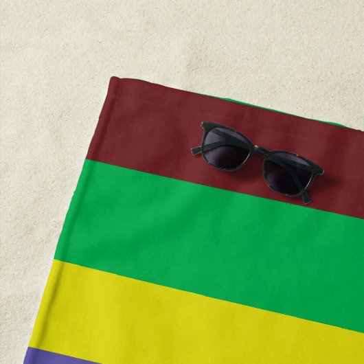Farbblock Streifen Monogramm Name Regenbogen Strandtuch (Beispiel)